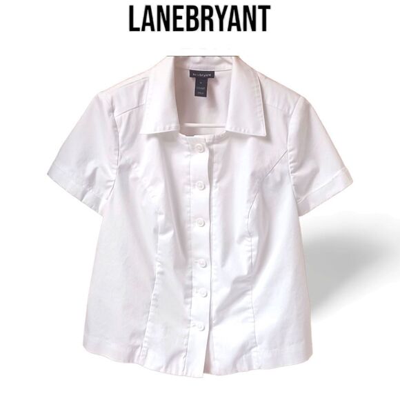 Lane Bryant Tops - NWOT LANE BRYANT Plus Size White Short Sleeve dress Shirt.